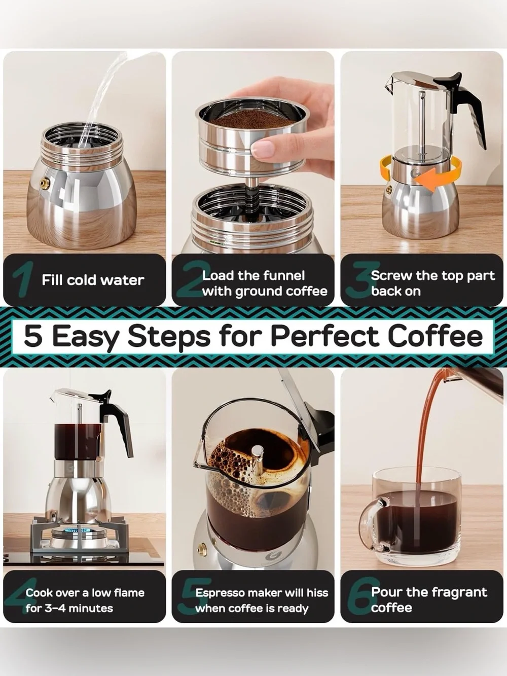 NEW 9 Cup Moka Pot Stovetop Espresso Maker Stainless Steel 15oz Coffee Gator